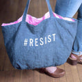Linen Tote Bag - #RESIST