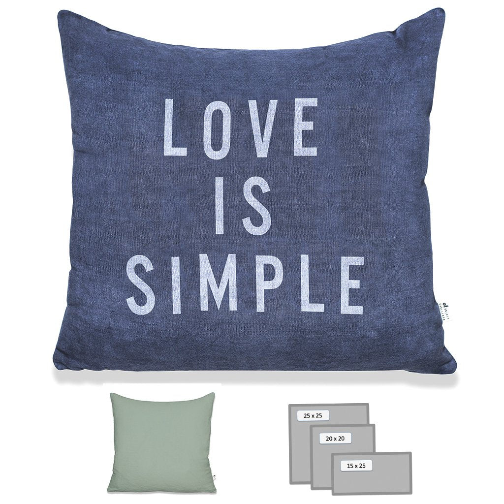 LOVE IS SIMPLE PILLOW IN HEAVY METAL BLUE